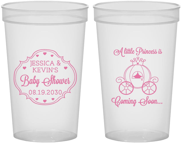 Custom Baby Shower 22 oz Translucent Cups - Princess Coming Soon | 90085