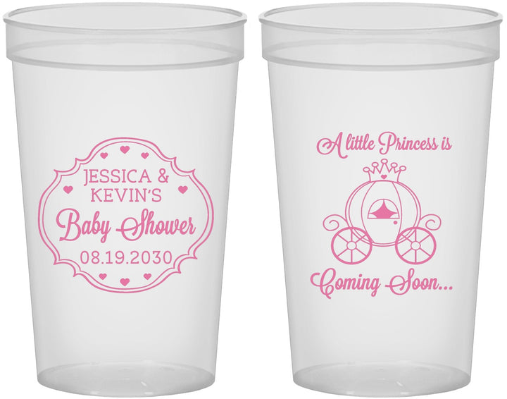 Custom Baby Shower 22 oz Translucent Cups - Princess Coming Soon | 90085