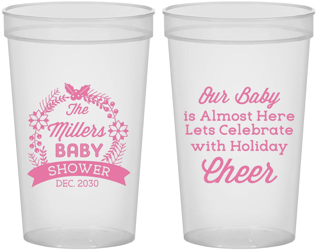 Custom Baby Shower 22 oz Translucent Cups - Holiday | 90086