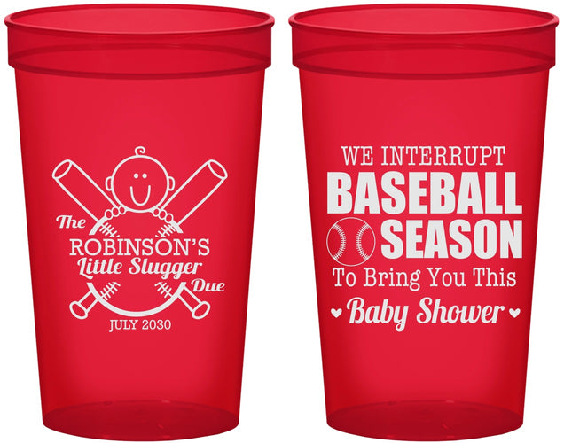 Custom Baby Shower 22 oz Translucent Cups - Baseball | 90090