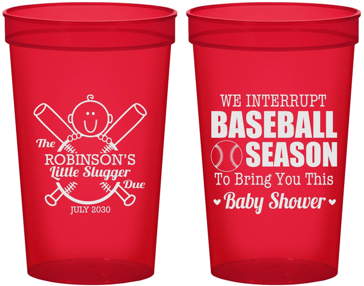Custom Baby Shower 22 oz Translucent Cups - Baseball | 90090