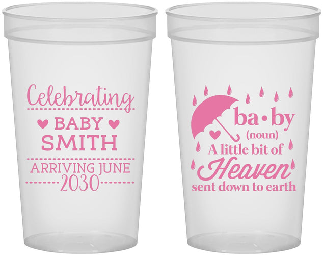 Custom Baby Shower 22 oz Translucent Cups - Little Bit Of Heaven | 90095