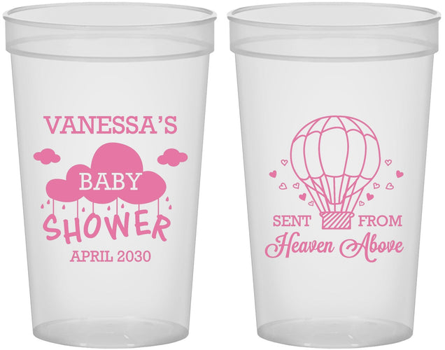Custom Baby Shower 22 oz Translucent Cups - Hot Air Balloon | 90097
