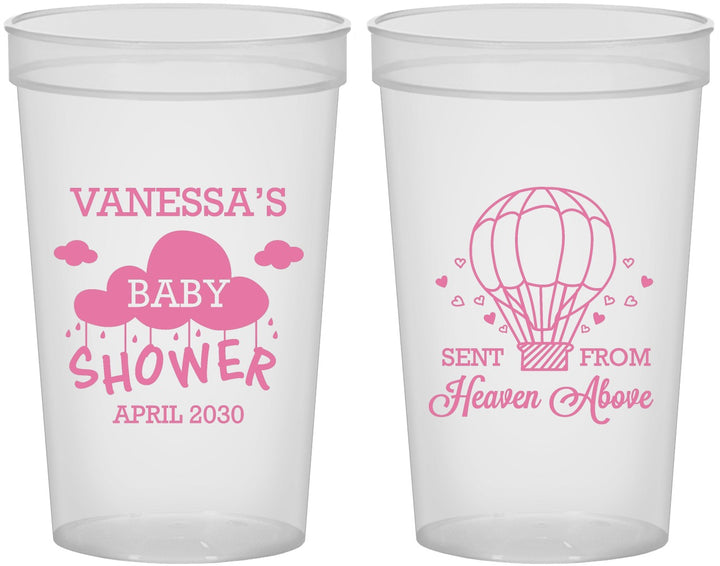Custom Baby Shower 22 oz Translucent Cups - Hot Air Balloon | 90097