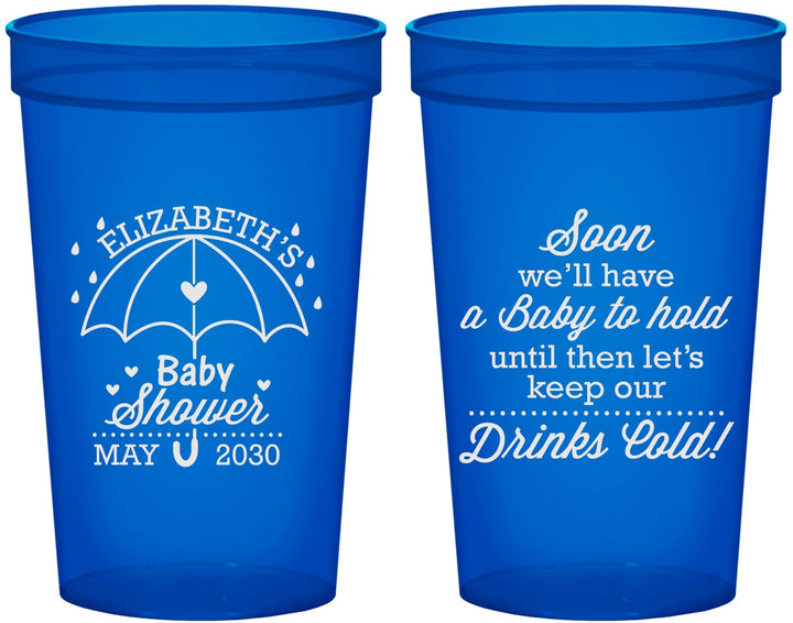 Custom Baby Shower 22 oz Translucent Cups - April Showers May Babies | 90098