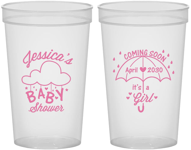 Custom Baby Shower 22 oz Translucent Cups - April Showers May Babies | 90099