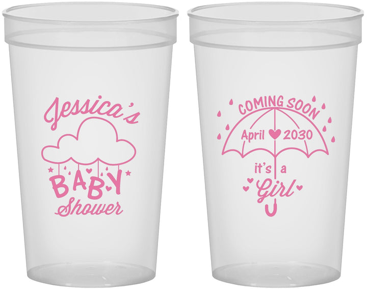 Custom Baby Shower 22 oz Translucent Cups - April Showers May Babies | 90099