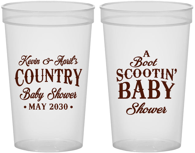 Custom Baby Shower 22 oz Translucent Cups - Boot Scootin | 90100