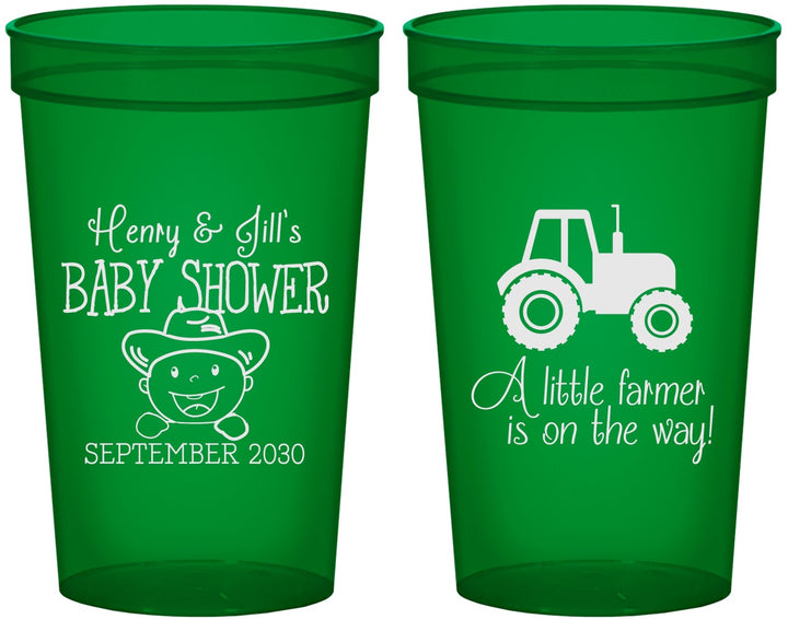 Custom Baby Shower 22 oz Translucent Cups - Little Farmer | 90108