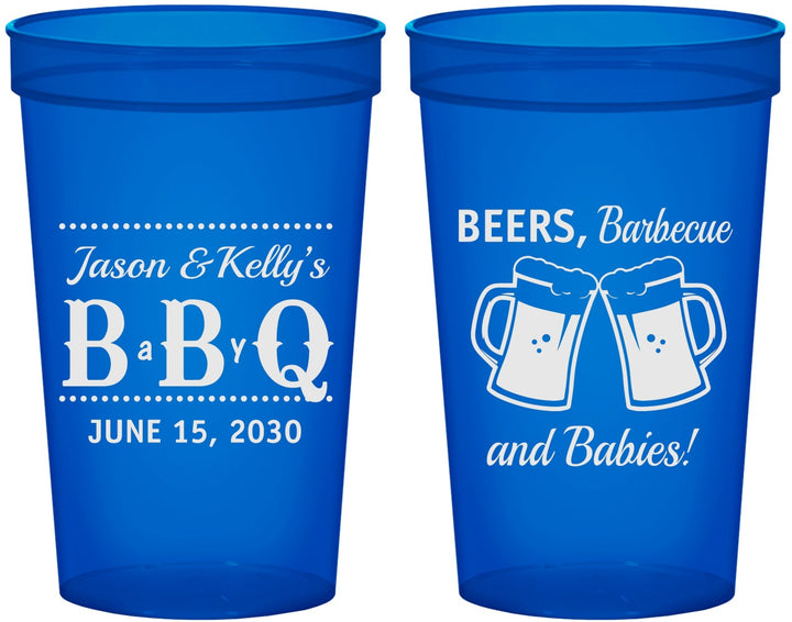 Custom Baby Shower 22 oz Translucent Cups - Beers Bbq Babies | 90111