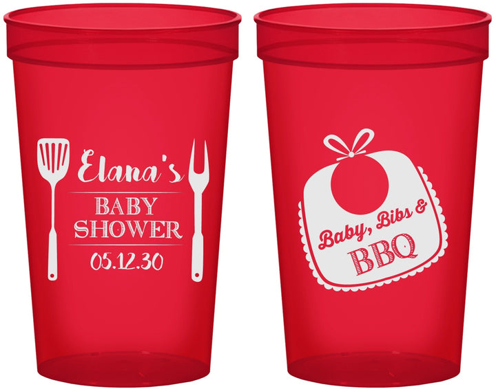 Custom Baby Shower 22 oz Translucent Cups - Beers Bbq Babies | 90114
