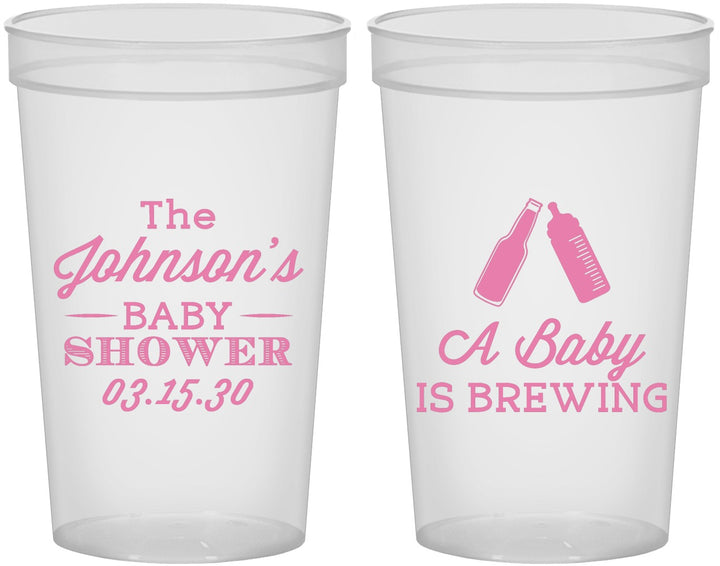 Custom Baby Shower 22 oz Translucent Cups - Baby Is Brewing | 90116