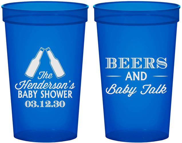 Custom Baby Shower 22 oz Translucent Cups - Beers And Baby Talk | 90117