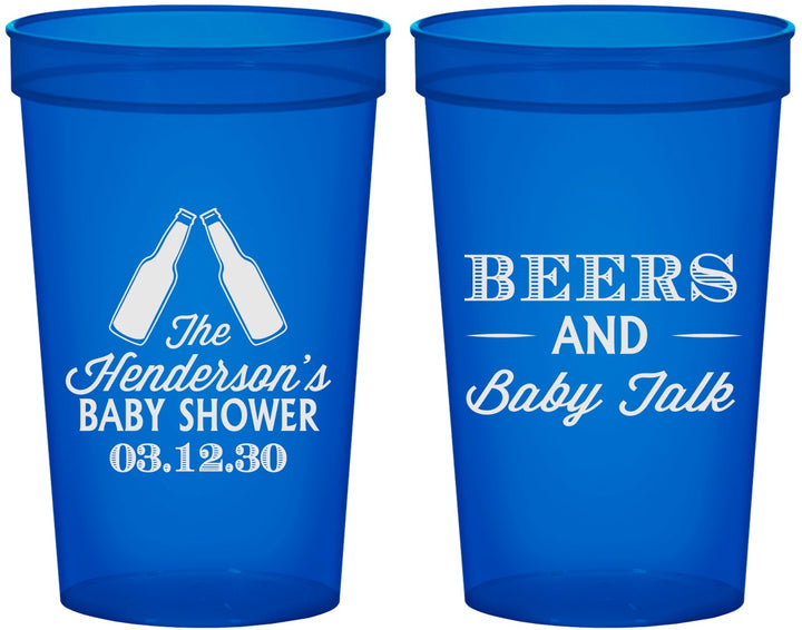 Custom Baby Shower 22 oz Translucent Cups - Beers And Baby Talk | 90117