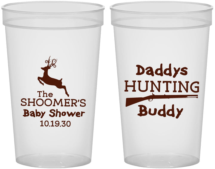 Custom Baby Shower 22 oz Translucent Cups - Hunting Deer | 90118
