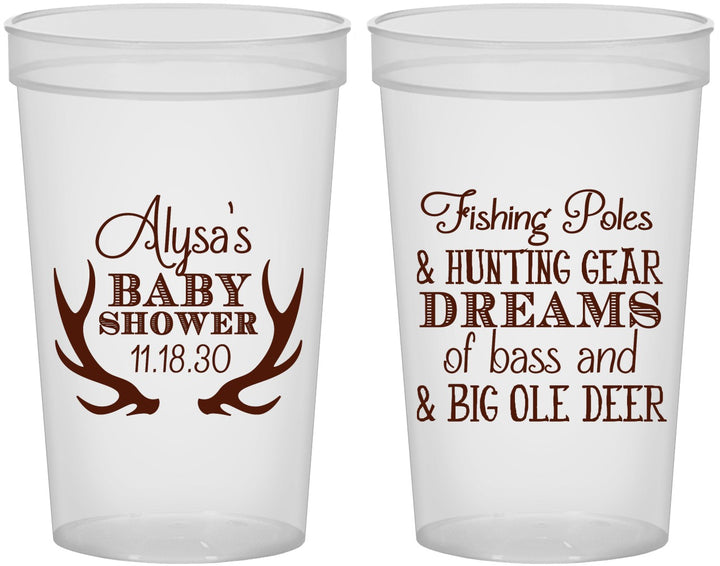 Custom Baby Shower 22 oz Translucent Cups - Bass Deer | 90120