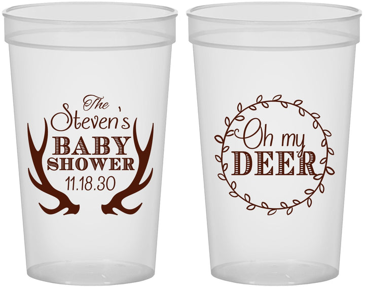 Custom Baby Shower 22 oz Translucent Cups - Oh My Deer Christmas | 90121