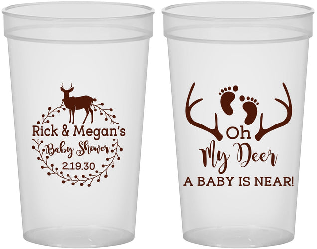 Custom Baby Shower 22 oz Translucent Cups - Oh My Deer | 90123