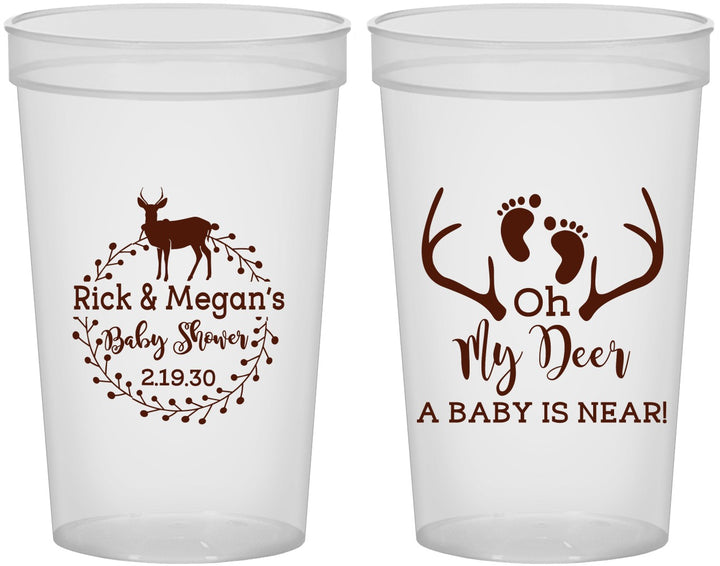 Custom Baby Shower 22 oz Translucent Cups - Oh My Deer | 90123