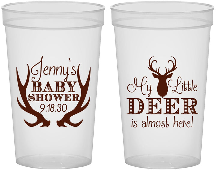 Custom Baby Shower 22 oz Translucent Cups - My Little Deer | 90124