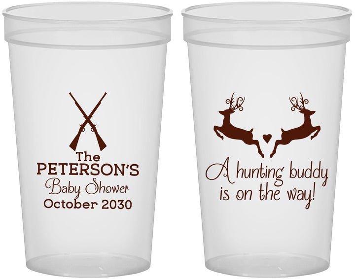 Custom Baby Shower 22 oz Translucent Cups - Hunting Buddy | 90125