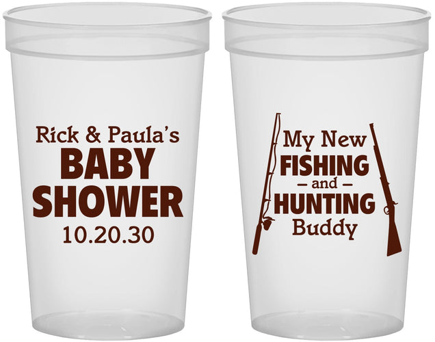 Custom Baby Shower 22 oz Translucent Cups - Fishing Hunting | 90126