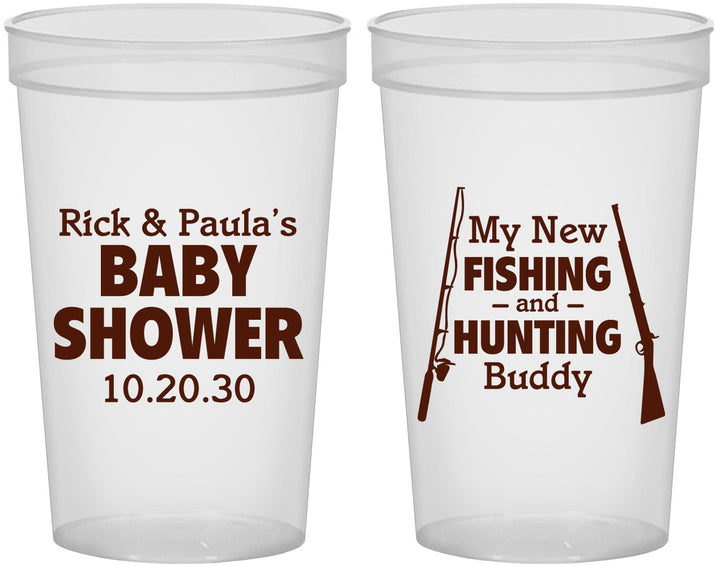 Custom Baby Shower 22 oz Translucent Cups - Fishing Hunting | 90126