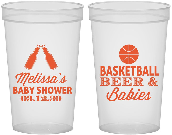 Custom Baby Shower 22 oz Translucent Cups - Basketball Beer Babies | 90134