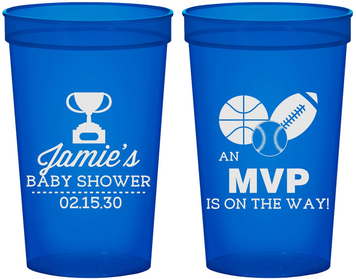 Custom Baby Shower 22 oz Translucent Cups - Sports Mvp | 90141