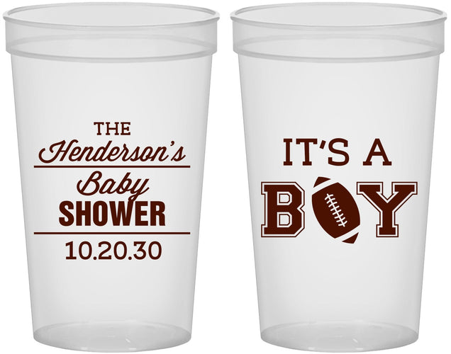 Custom Baby Shower 22 oz Translucent Cups - Football | 90142