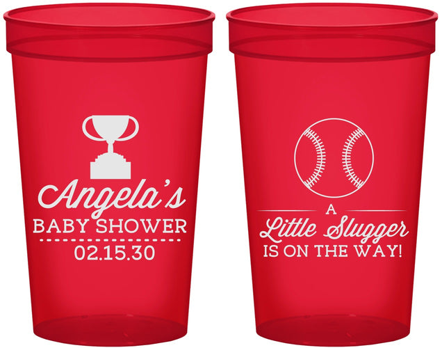 Custom Baby Shower 22 oz Translucent Cups - Baseball Little Slugger | 90145