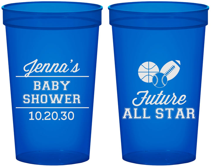 Custom Baby Shower 22 oz Translucent Cups - Future All Star | 90146