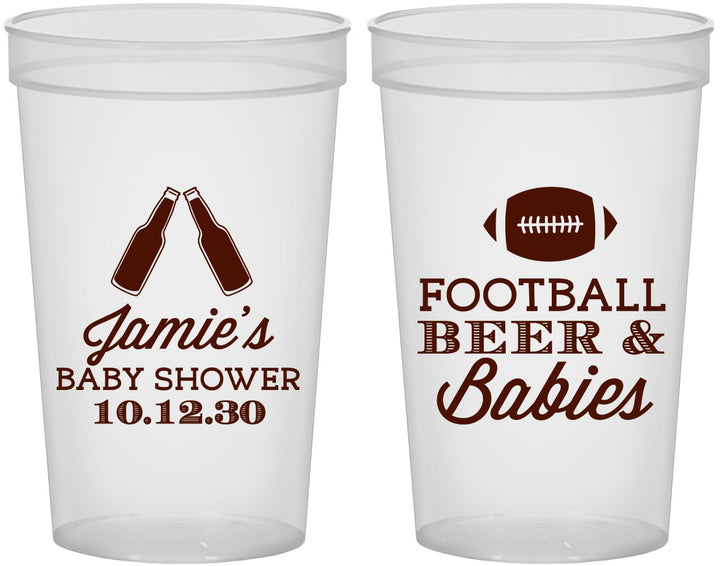 Custom Baby Shower 22 oz Translucent Cups - Football Beer Babies | 90147