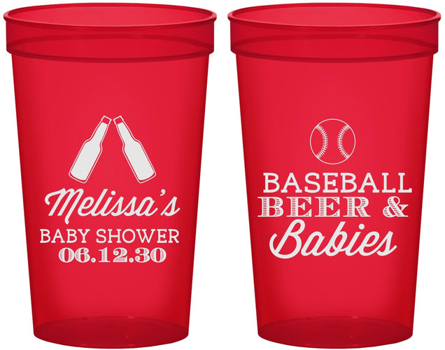 Custom Baby Shower 22 oz Translucent Cups - Baseball Beer Diapers | 90149