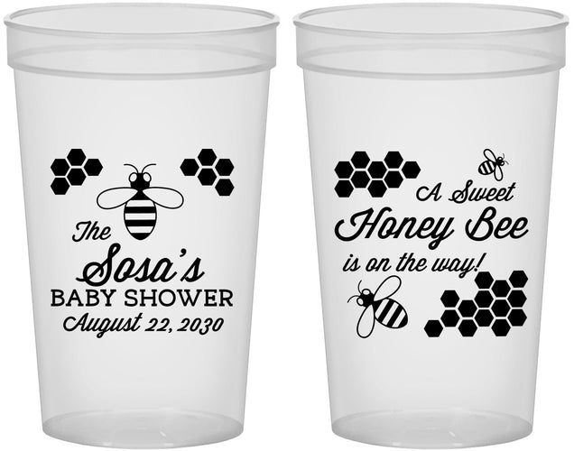 Custom Baby Shower 22 oz Translucent Cups - Honey Bee | 90154