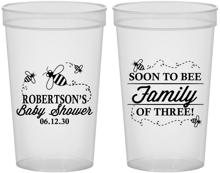 Custom Baby Shower 22 oz Translucent Cups - Bee Family | 90155