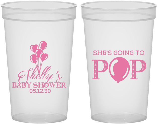 Custom Baby Shower 22 oz Translucent Cups - Shes Going To Pop | 90157