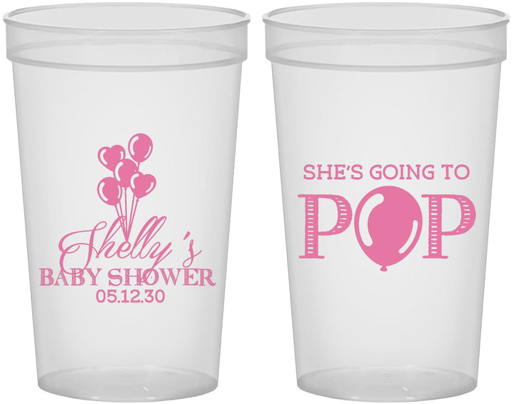 Custom Baby Shower 22 oz Translucent Cups - Shes Going To Pop | 90157