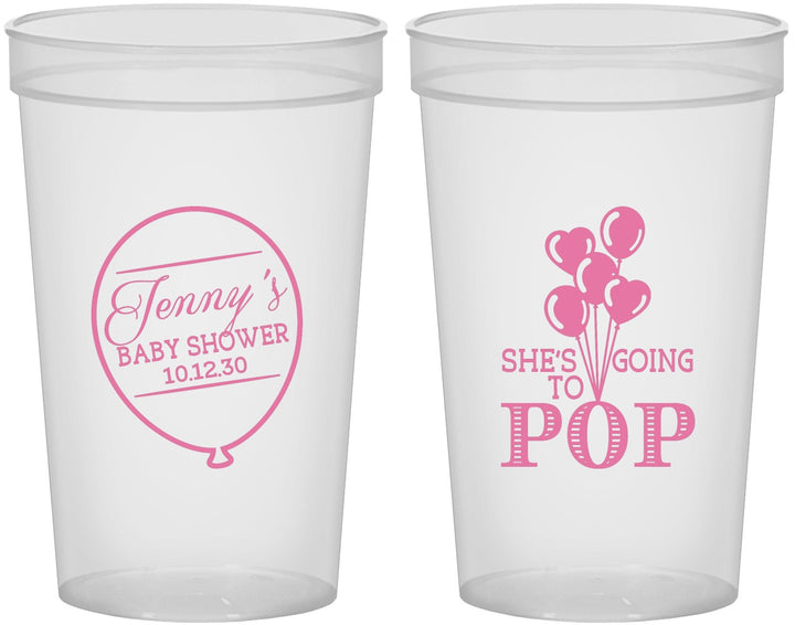 Custom Baby Shower 22 oz Translucent Cups - Shes Going To Pop | 90160