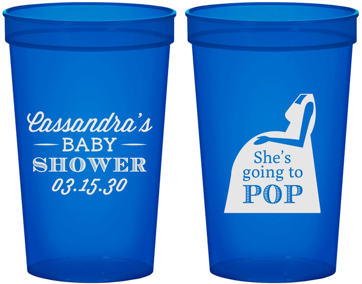 Custom Baby Shower 22 oz Translucent Cups - Shes Going To Pop | 90161