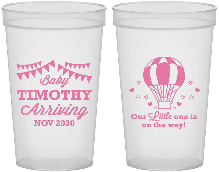 Custom Baby Shower 22 oz Translucent Cups - Hot Air Balloon | 90162
