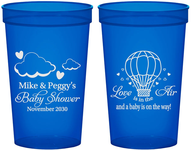 Custom Baby Shower 22 oz Translucent Cups - Love Is In The Air | 90163