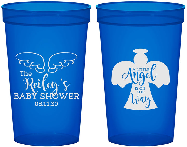 Custom Baby Shower 22 oz Translucent Cups - Angel On The Way | 90165