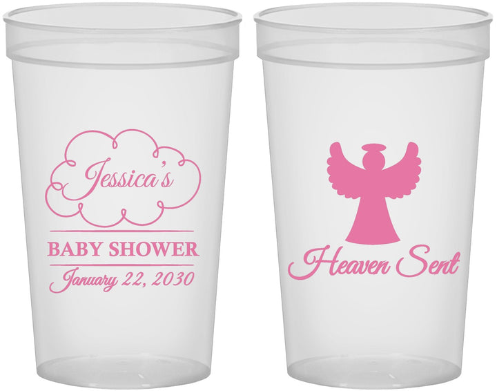 Custom Baby Shower 22 oz Translucent Cups - Heaven Sent | 90166