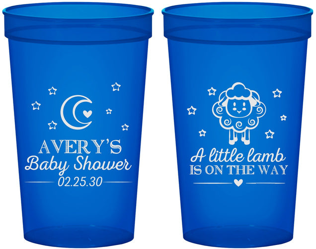 Custom Baby Shower 22 oz Translucent Cups - Little Lamb On The Way | 90167