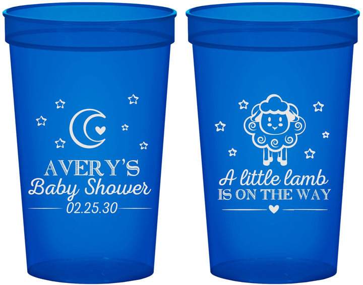 Custom Baby Shower 22 oz Translucent Cups - Little Lamb On The Way | 90167
