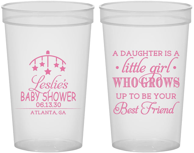 Custom Baby Shower 22 oz Translucent Cups - Little Girls Best Friend | 90173