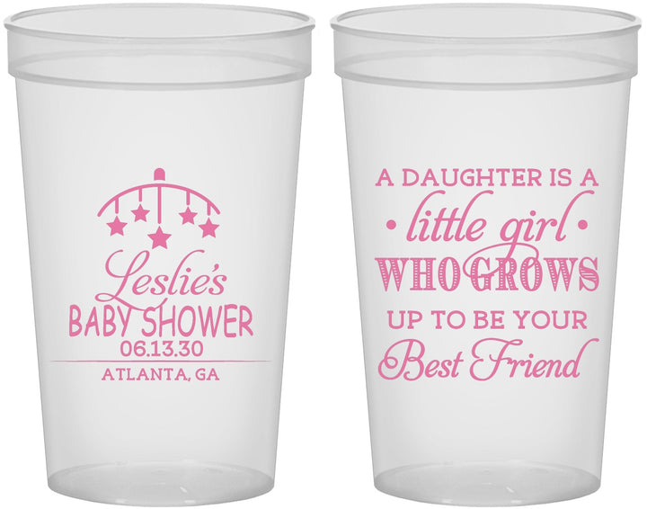 Custom Baby Shower 22 oz Translucent Cups - Little Girls Best Friend | 90173