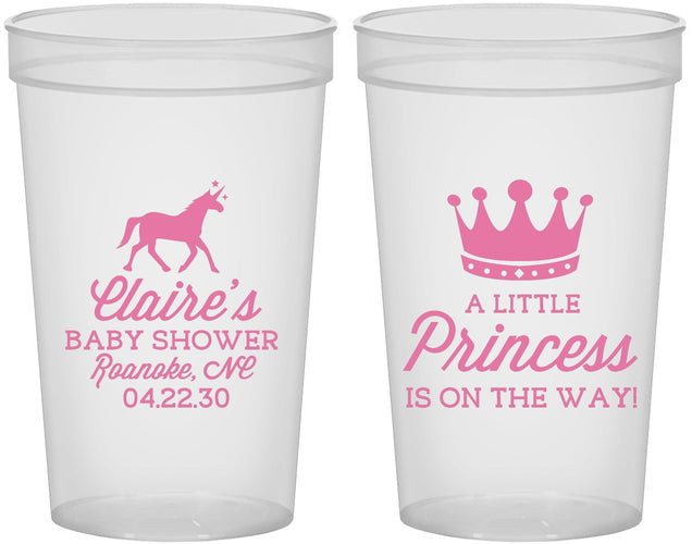 Custom Baby Shower 22 oz Translucent Cups - Little Princess | 90174