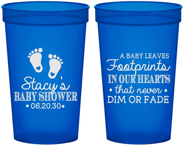 Custom Baby Shower 22 oz Translucent Cups - Footprints | 90176